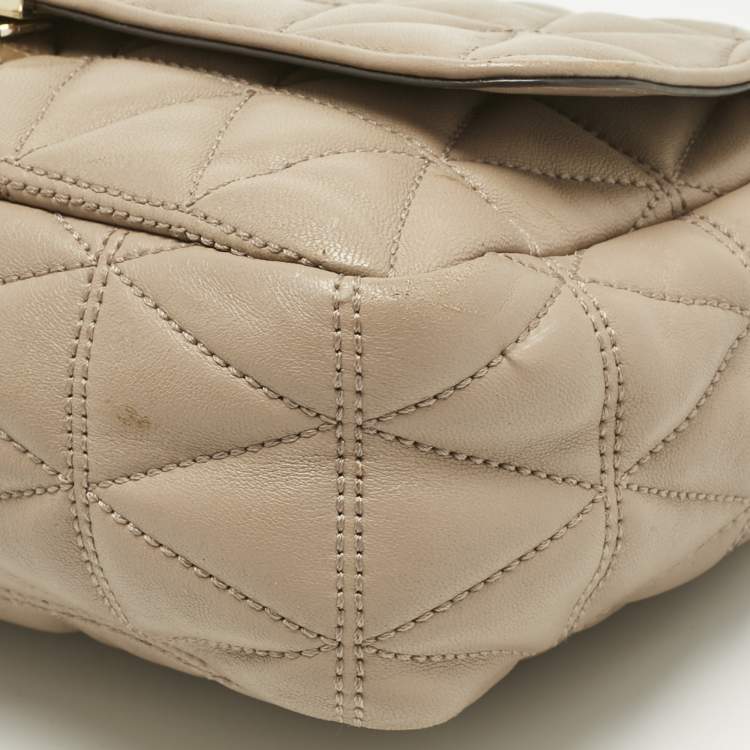 Pre Owned Micheal Kors Beige Quilted Leather Large Sloan Shoulder Bag