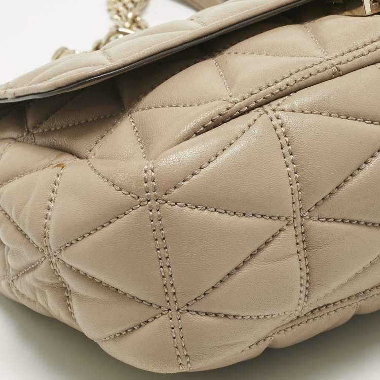 Pre Owned Micheal Kors Beige Quilted Leather Large Sloan Shoulder Bag