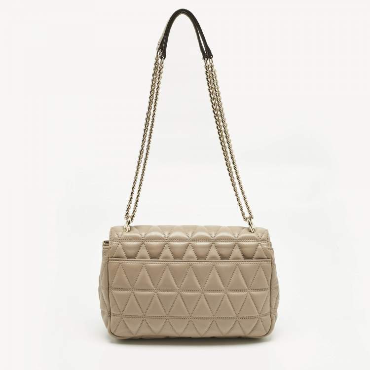 Pre Owned Micheal Kors Beige Quilted Leather Large Sloan Shoulder Bag