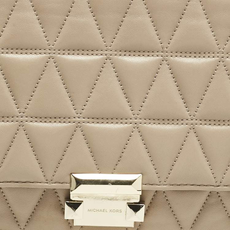 Pre Owned Micheal Kors Beige Quilted Leather Large Sloan Shoulder Bag