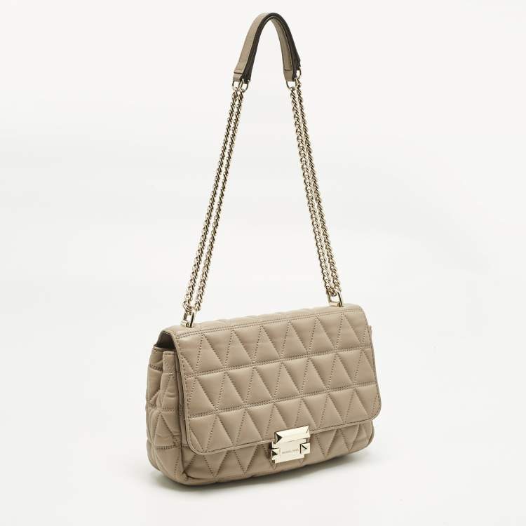 Pre Owned Micheal Kors Beige Quilted Leather Large Sloan Shoulder Bag