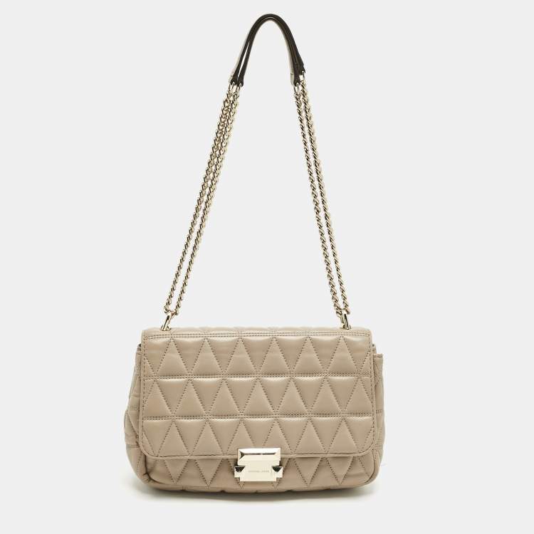 Pre Owned Micheal Kors Beige Quilted Leather Large Sloan Shoulder Bag