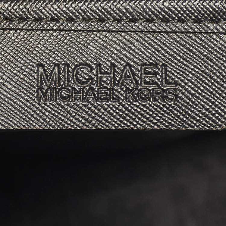 Pre Owned Michael Black Leather East West Top Zip Tote