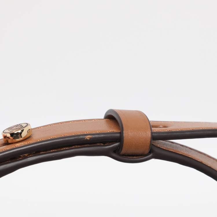 Pre Owned Michael Kors Brown Coated Canvas and Leather Extra Small Carine Satchel