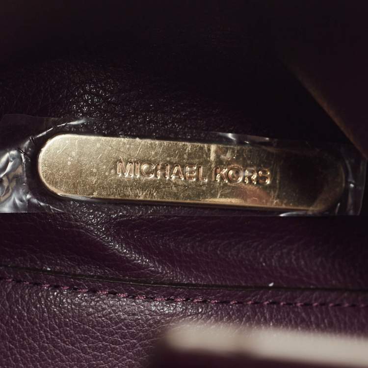 Pre Owned Michael Kors Purple/Brown Signature Coated Canvas and Leather Bucket Bag