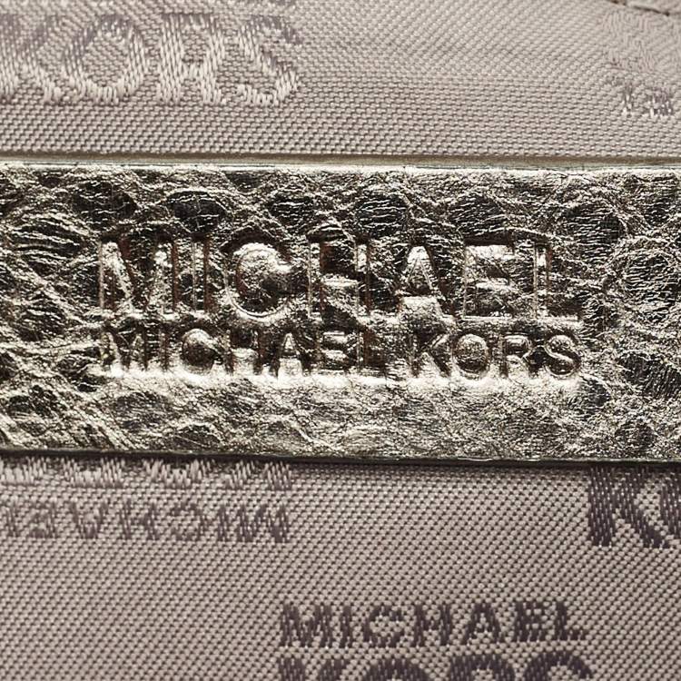 Pre Owned Michael Kors Metallic Python Embossed Leather Berkley Clutch