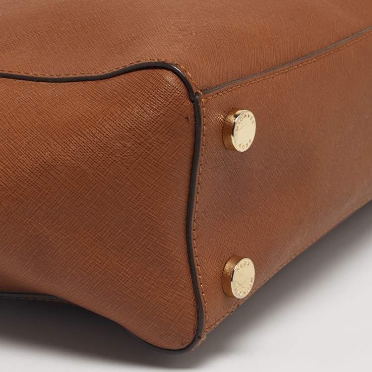 Pre Owned Michael Kors Brown Leather Hamilton Moderne Tote