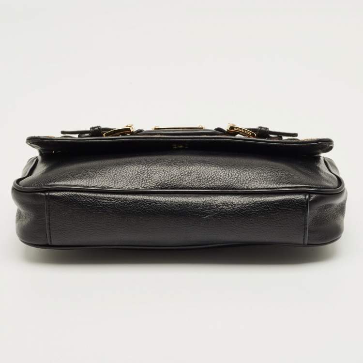 Pre Owned Michael Kors Black/Brown Leopard Print Calfhair and Leather Small Hamilton Flap Shoulder Bag