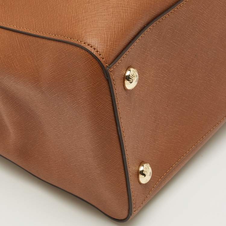 Pre Owned Michael Kors Brown Leather Large Jet Set Travel Tote