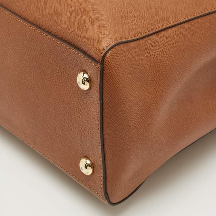 Pre Owned Michael Kors Brown Leather Large Jet Set Travel Tote