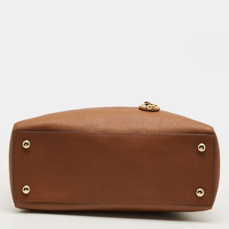 Pre Owned Michael Kors Brown Leather Large Jet Set Travel Tote