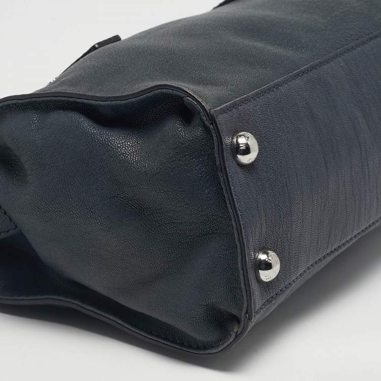 Pre Owned Michael Kors Dark Blue Leather Hamilton North South Tote