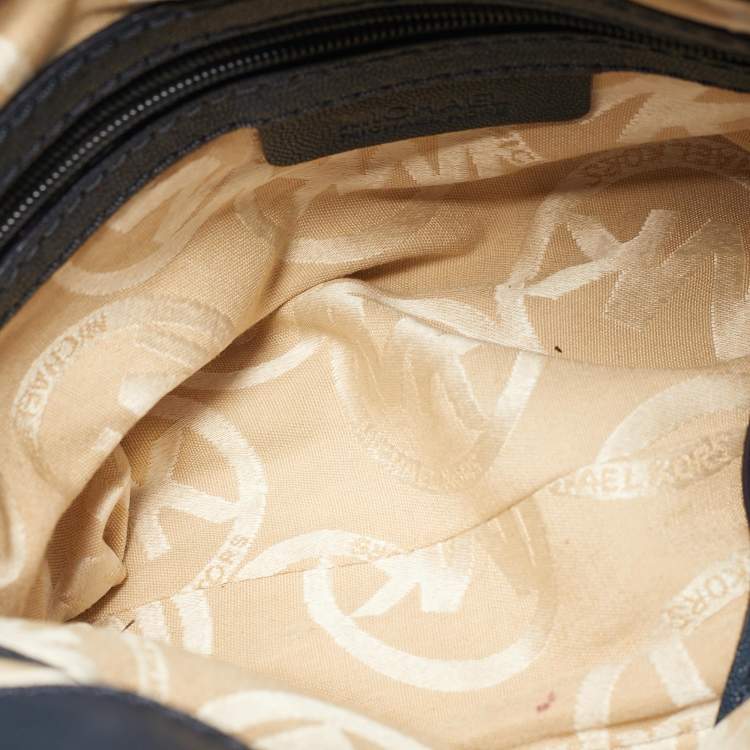 Pre Owned Michael Kors Dark Blue Leather Hamilton North South Tote