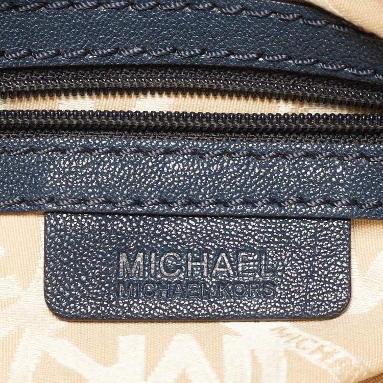 Pre Owned Michael Kors Dark Blue Leather Hamilton North South Tote