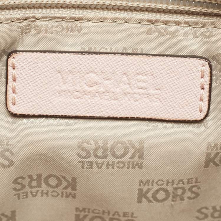 Pre Owned Michael Kors Light Pink Leather Top Zip Tote