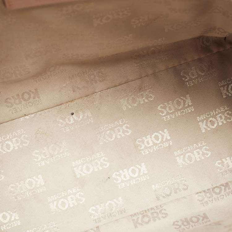 Pre Owned Michael Kors Light Pink Leather Top Zip Tote