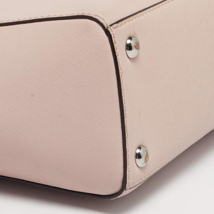 Pre Owned Michael Kors Light Pink Leather Top Zip Tote