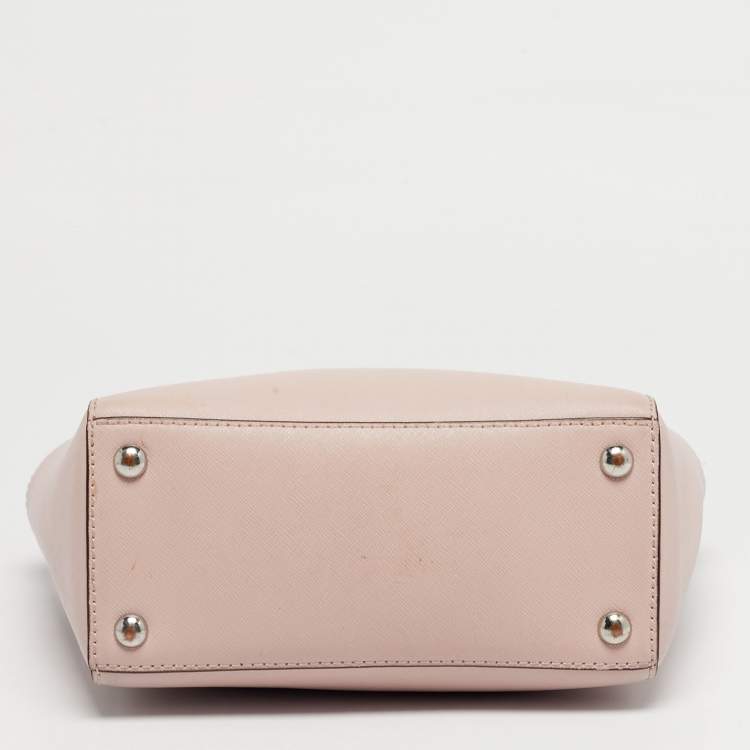 Pre Owned Michael Kors Light Pink Leather Top Zip Tote