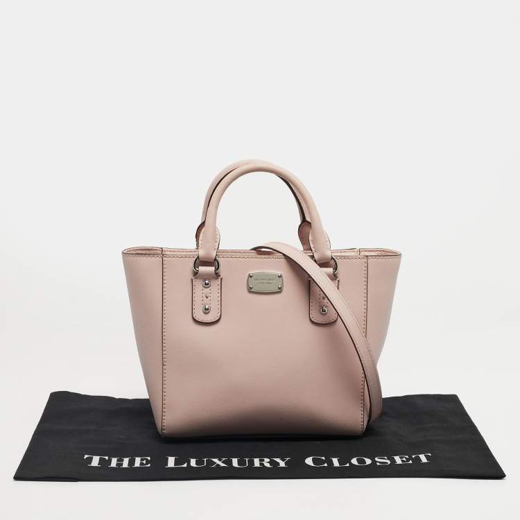 Pre Owned Michael Kors Light Pink Leather Top Zip Tote