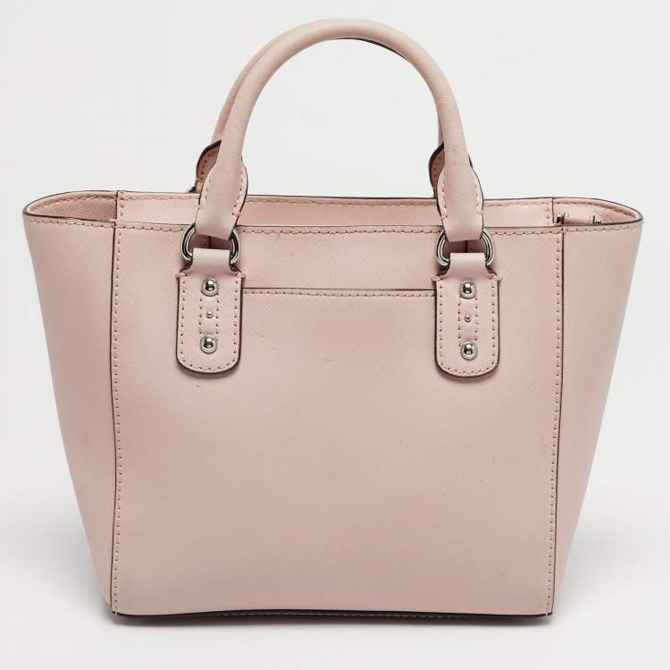 Pre Owned Michael Kors Light Pink Leather Top Zip Tote
