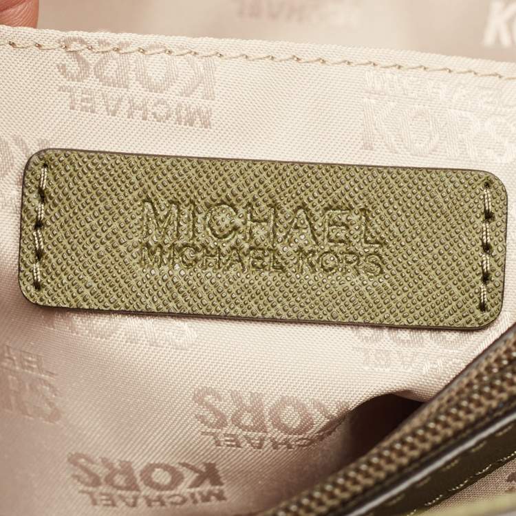 Pre Owned Michael Kors Green Leather Medium EW Susannah Embellished Tote
