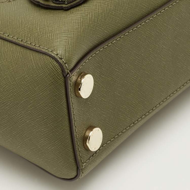 Pre Owned Michael Kors Green Leather Medium EW Susannah Embellished Tote