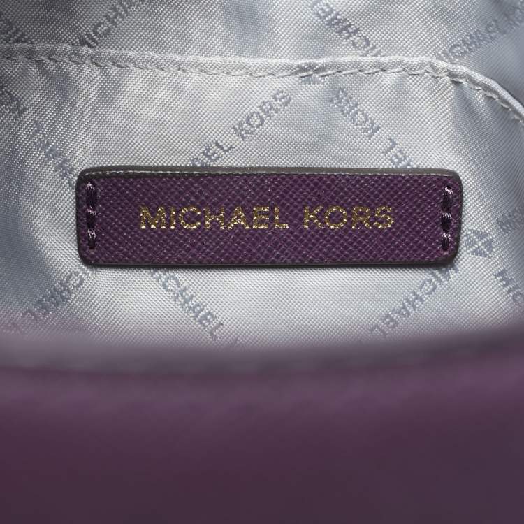 Pre Owned Michael Kors Purple Lasercut Leather North South Sofia Tote