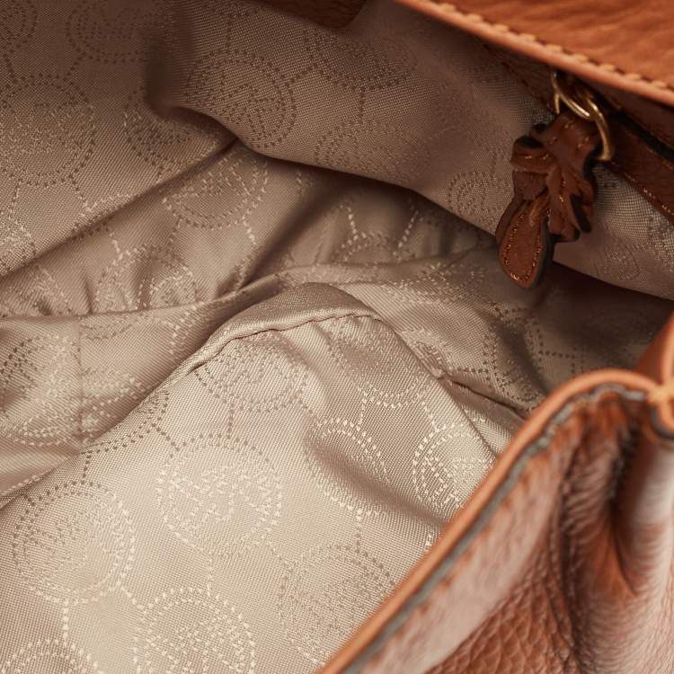 Pre Owned Michael Kors Brown Leather Tassel Braided Flap Hobo