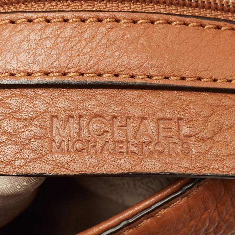 Pre Owned Michael Kors Brown Leather Tassel Braided Flap Hobo