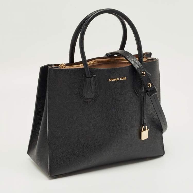 Pre Owned Michael Kors Black Leather Large Mercer Tote