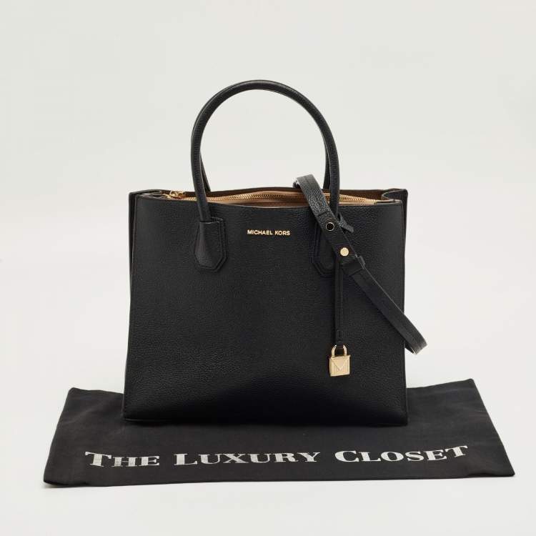 Pre Owned Michael Kors Black Leather Large Mercer Tote