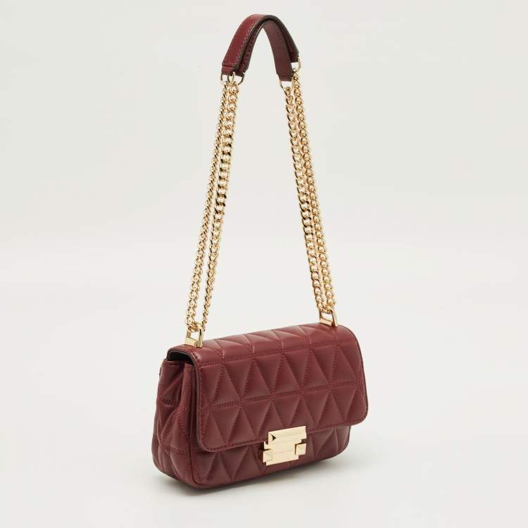 مملوكة مسبقًا Michael Kors Burgundy Quilted Leather Small Sloan Shoulder Bag