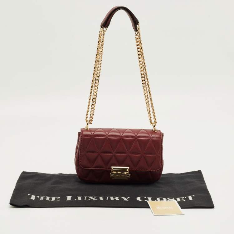 مملوكة مسبقًا Michael Kors Burgundy Quilted Leather Small Sloan Shoulder Bag