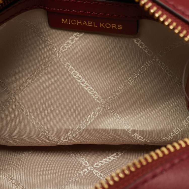 Pre Owned Michael Kors Red  Python Embossed and Leather Jet Set Tassel Camera Bag