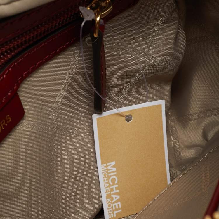 Pre Owned Michael Kors Red  Python Embossed and Leather Jet Set Tassel Camera Bag