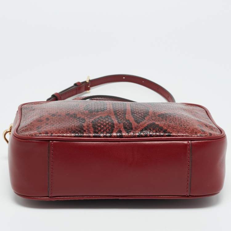 Pre Owned Michael Kors Red  Python Embossed and Leather Jet Set Tassel Camera Bag