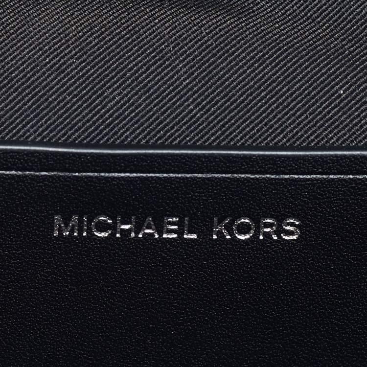 مملوكة مسبقًا Michael Kors Black Croc Embossed Leather Jana Top Handle Bag