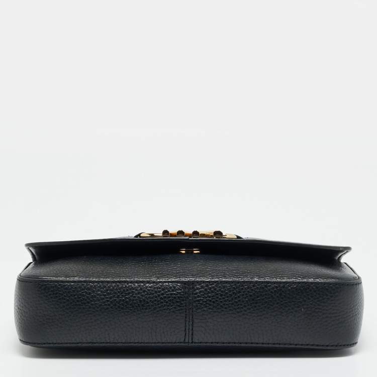 Pre Owned Michael Kors Izzy Large Black Leather Chain Clutch