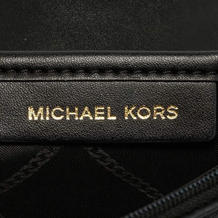 Pre Owned Michael Kors Izzy Large Black Leather Chain Clutch