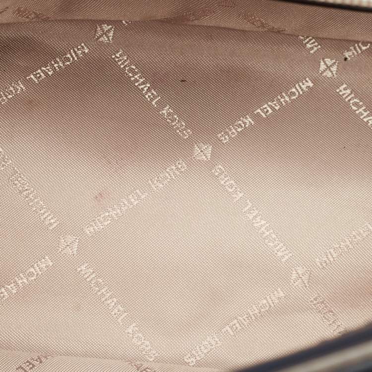 Pre Owned Michael Kors Manhattan Medium Navy Blue Signature Coated Canvas Top Handle Bag