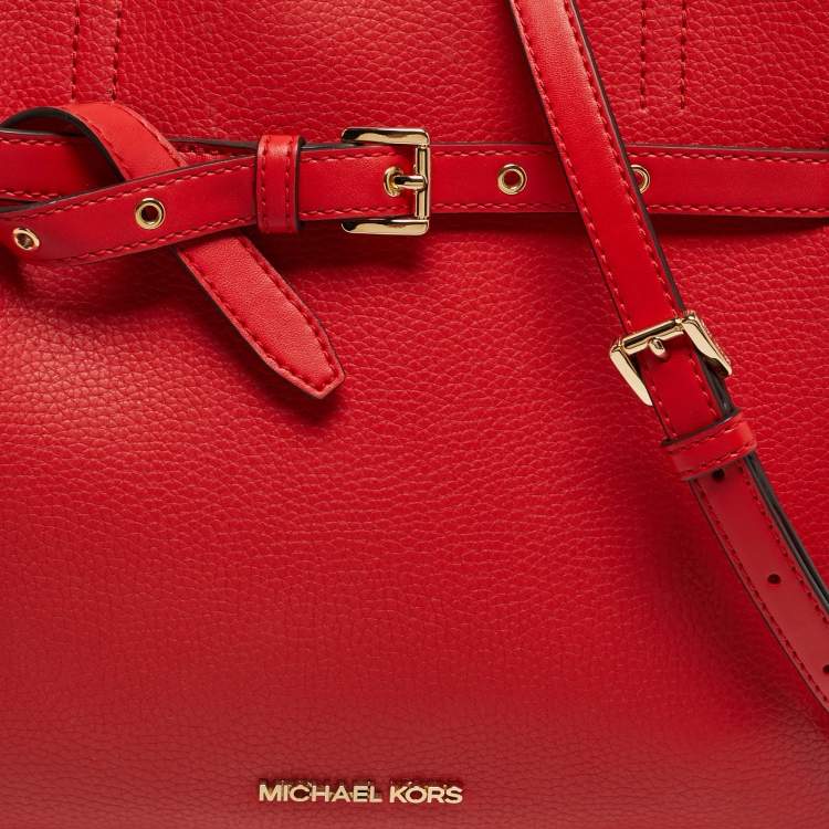 Pre Owned Michael Kors Emilia Large Red Leather Tote
