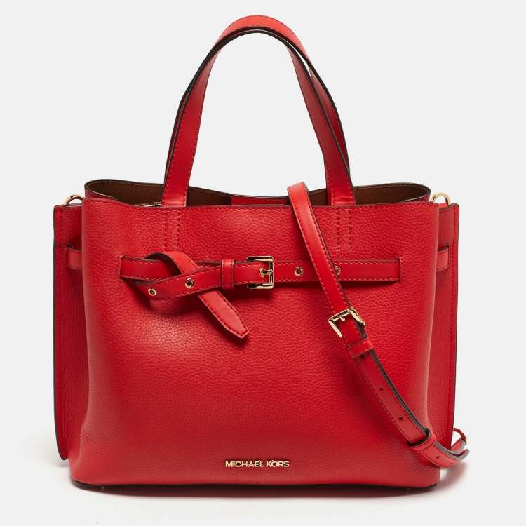 Pre Owned Michael Kors Emilia Large Red Leather Tote