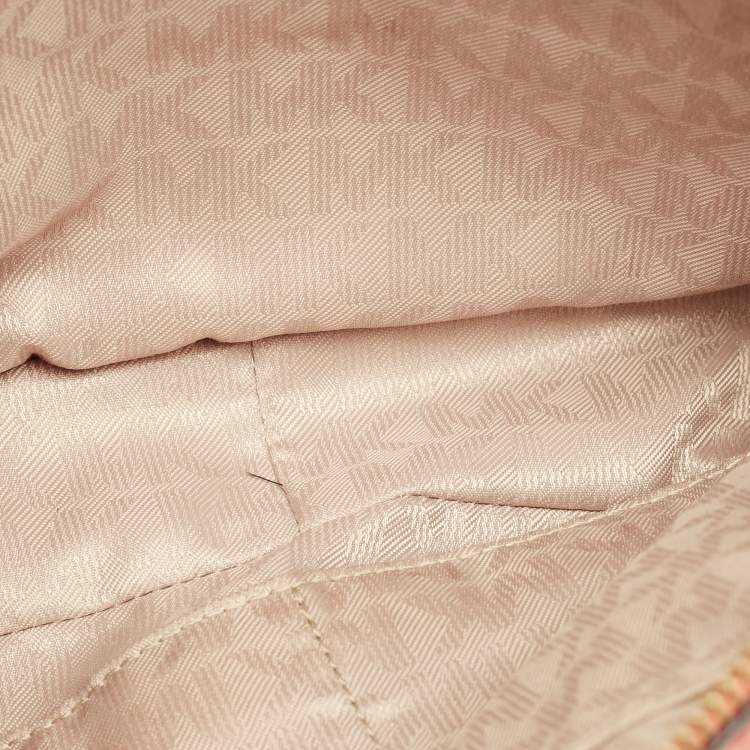 Pre Owned Michael Kors Jet Set Camera Peach Leather Crossbody Bag