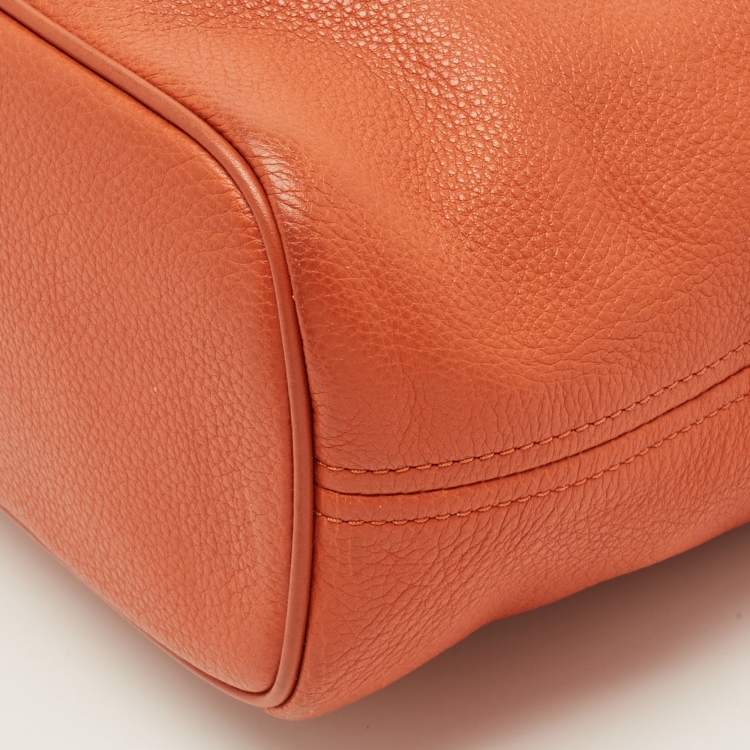 Pre Owned Michael Kors Orange Leather Zip Shopper Tote