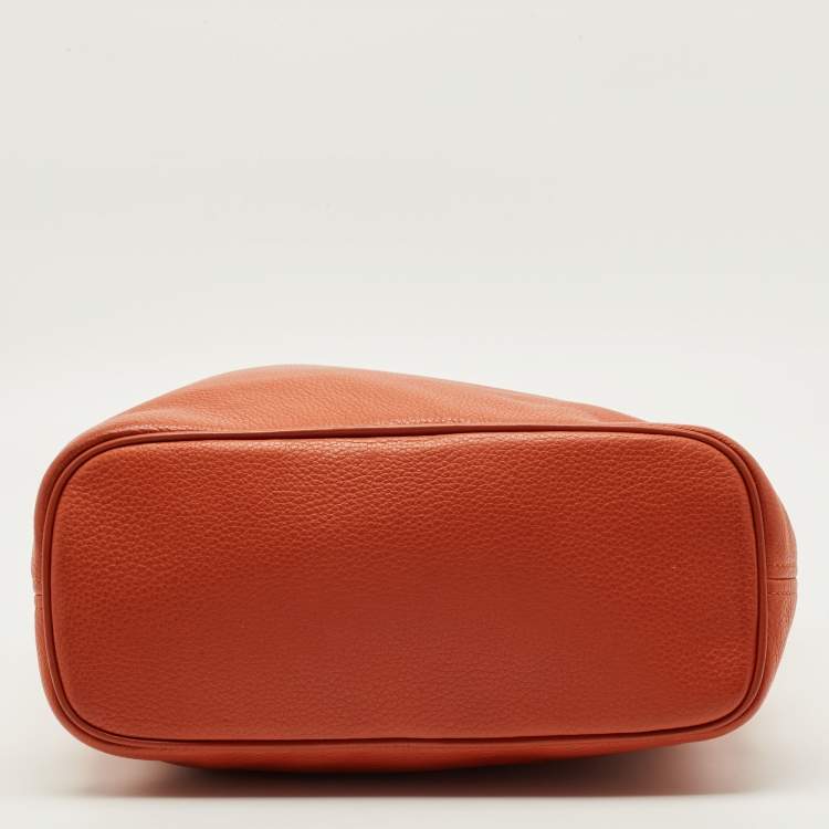 Pre Owned Michael Kors Orange Leather Zip Shopper Tote