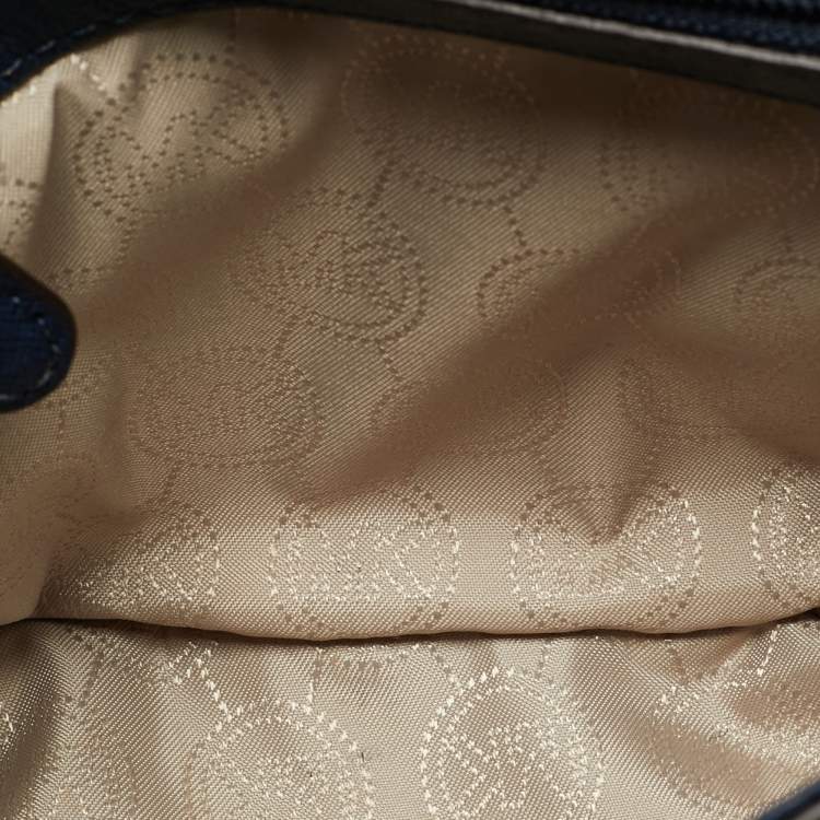 Pre Owned Michael Kors Studded Sloan Navy Blue Leather Shoulder Bag