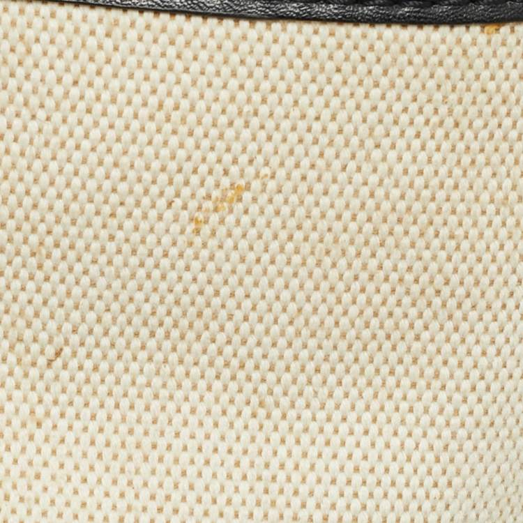 Pre Owned Michael Kors Luisa Medium Black/Natural Canvas and Faux Leather Tote