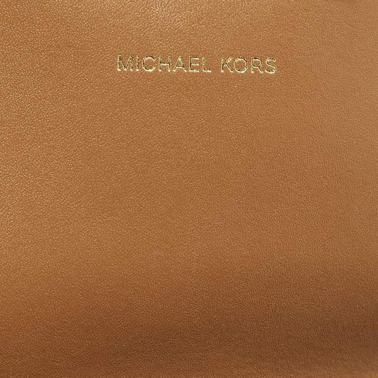 Pre Owned Michael Kors Jade White/Brown Signature Coated Canvas and Leather Shoulder Bag