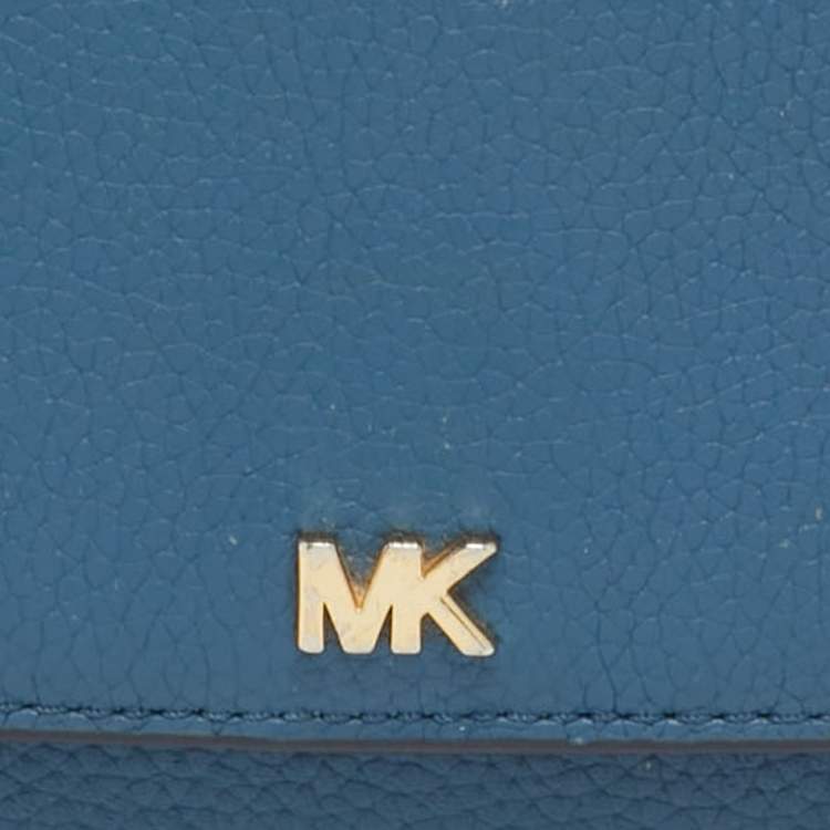 Pre Owned Michael Kors Mott Blue Leather Phone Crossbody Bag