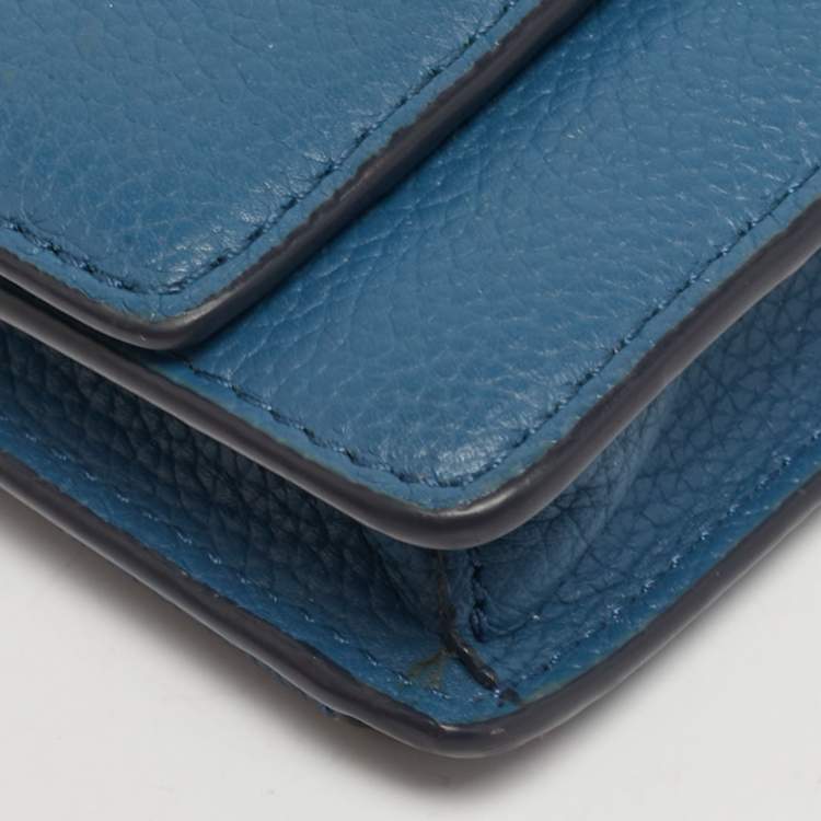 Pre Owned Michael Kors Mott Blue Leather Phone Crossbody Bag